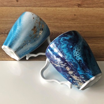 ZESTAW 2 KUBKÓW 350 ml STONE AGE BALTIC NA PREZENT PORCELANA LUBIANA BLUE