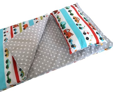 LiLo ŚPIWOREK bawełniany 60x130cm do przedszkola poduszka komplet 2x zamek