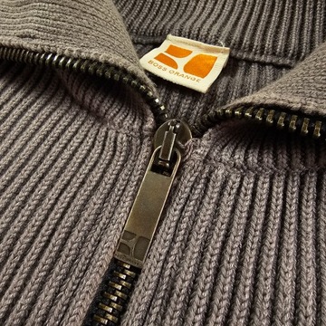 Sweter na zamek HUGO BOSS ORANGE w Prązki Elegancki Casual Bawełna S