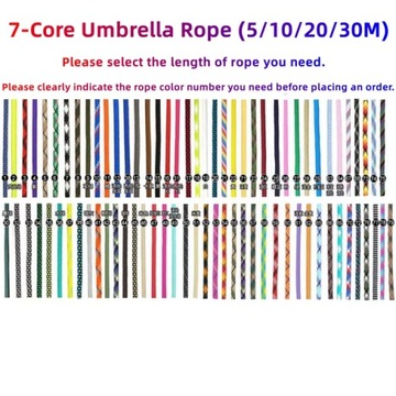 5/10/20/30M Dia.4mm Parachute Rope 7 Support Core