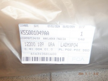 DODGE JOURNEY FIAT FREEMONT 11-20 SPOILER VRSTVA LIŠTA NÁRAZNÍKU PŘEDNÍ