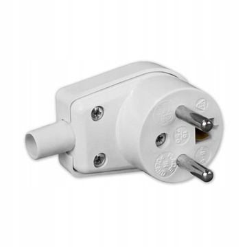 Wtyczka kątowa 16A 250 V IP20 - biała