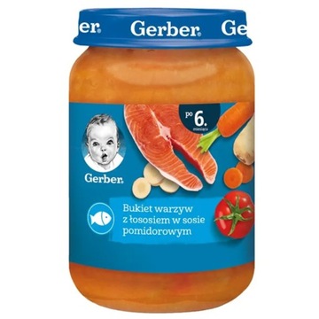 Obiadek GERBER Bukiet Warzyw z Łososiem w sosie pomidorowym 6 m+ 190 g