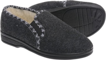 CIEPŁE KAPCIE BAMBOSZE WEŁNIANE OCIEPLANE grafit 43