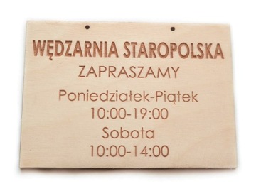 Drewniana Tabliczka GODZINY OTWARCIA A4 dwustronna