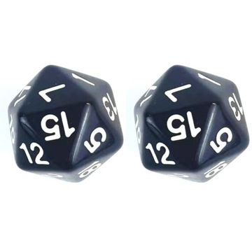 ZESTAW 2 KOSTEK K20 RPG CZARNA KOŚĆ DWUDZIESTOŚCIENNA