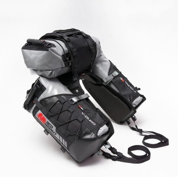 SAKWY MOTOCYKLOWE do TURYSTYKI OFF-ROAD 3X20L V-DURO RED MAMUT 60L WODOSZ.