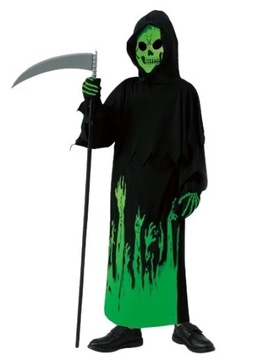 ЗОМБИ СМЕРТЬ СО СКРИПТОМ НЕОНОВОЕ ПЛАТЬЕ КОСТЮМ 110 116 СМ