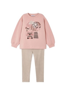 Mayoral Komplet Bluza Leginsy 4789 Dziewczynki Różowy Nude Beżowy 104