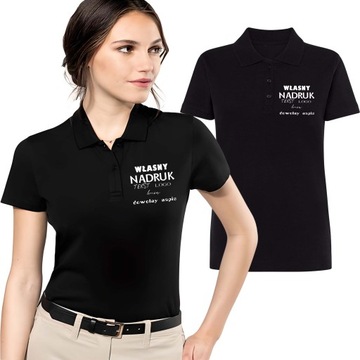 KOSZULKA POLO DAMSKA Z WŁASNYM NADRUKIEM LOGO NAPIS małe logo roz.M