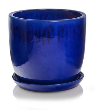Kobaltowa Donica Ceramiczna z Podstawkiem 50x43 cm