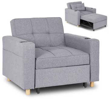 Fotel Amerykanka Wypoczynkowy Rozkładany Do Spania Kanapa Sofa SOLOR Szary