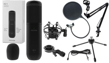 NOVOX NC-1 NC1 BLACK USB-C MIKROFON POJEMNOŚCIOWY + POP FILTR + RAMIĘ +KOSZ