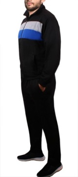 Мужской спортивный костюм, толстовка+брюки, воротник стойка, черный 963 М