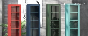 JAN NOWAK Глазурованная металлическая блестящая витрина Modern LUIGI: Темно-синий