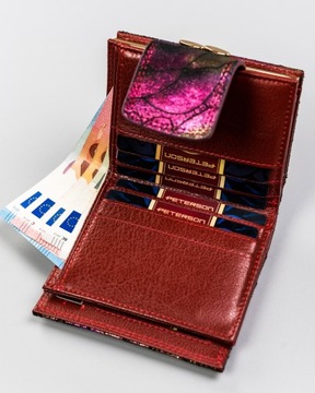 Женский кожаный кошелек Peterson с вертикальным розовым узором RFID