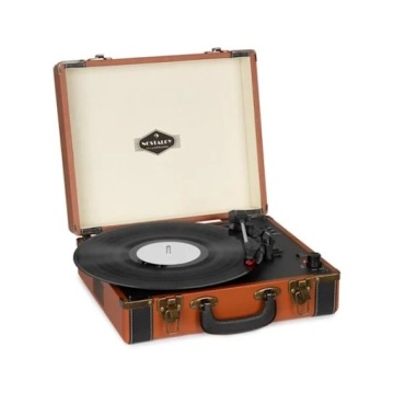 Gramofon Auna Jerry Lee bluetooth brązowy retro walizka USB