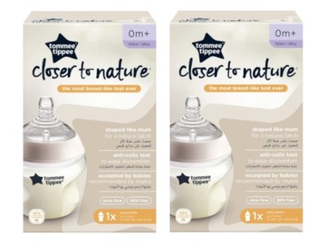 TOMMEE TIPPEE BUTELKA 2X 150 ML ZE SMOCZKIEM 0M+