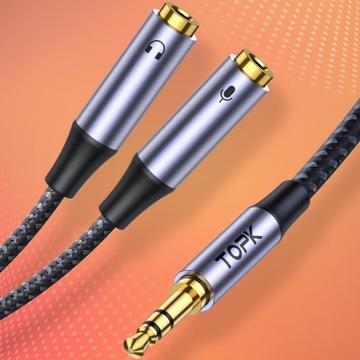 КАБЕЛЬНЫЙ РАЗДЕЛИТЕЛЬ МИНИ-ДЖЕК МИКРОФОН НАУШНИКИ AUX TOPK