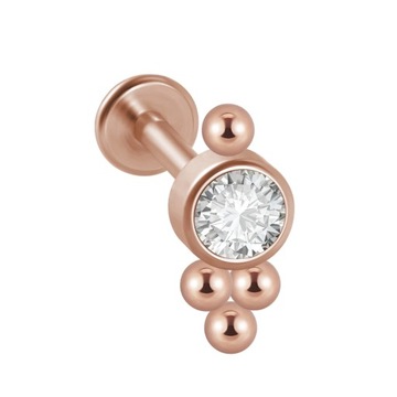Anillos de acero quirúrgico para labio Labret, Piercing de circonita rosa