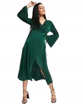Asos Maternity rjm SUKIENKA KOPERTOWA ZIELONA satyna M