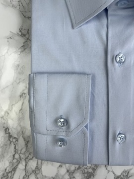 Koszula męska 3XL ESPADA 70% bawełna slim fit błękit gładka dł rękaw