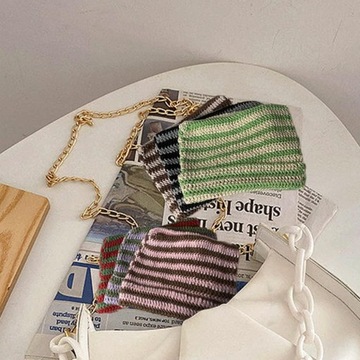 Женская вязаная шапка-бини в полоску, Y2K Готическая вязаная крючком шапка с кошачьими ушками,