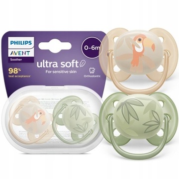 Philips Avent Smoczek ortodontyczny Ultra Soft 0-6m 2 szt SCF091/07