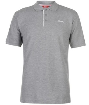 SLAZENGER Męska Koszulka POLO Szara Białe Logo S