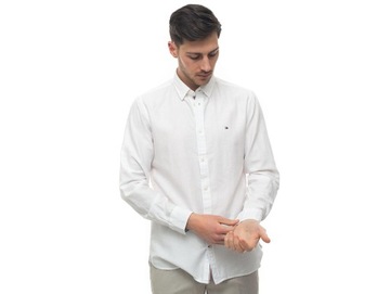 Koszula męska TOMMY HILFIGER SLIM COTTON LINEN SHIRT CLASSIC WHITE