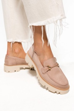 MOKASYNY DAMSKIE PÓŁBUTY WSUWANE NA PLATFORMIE MODNA OZDOBA WIOSENNE r 38