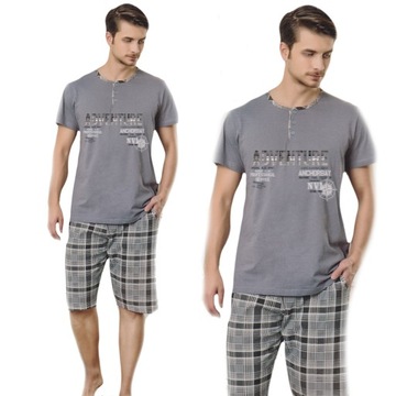 PIŻAMA MĘSKA KRÓTKIE SPODENKI 100% BAWEŁNA