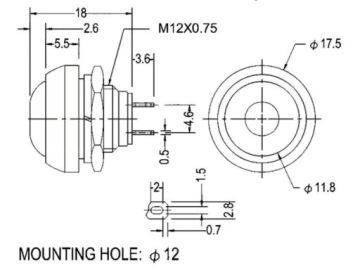 Кнопка моностабильная без фиксации БС-33Б М12
