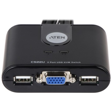 2-портовый KVM-переключатель Aten с кабелем USB, VGA и дистанционным переключателем портов