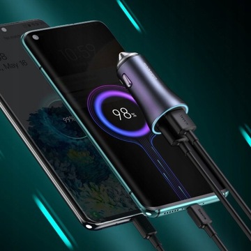 АВТОМОБИЛЬНОЕ ЗАРЯДНОЕ УСТРОЙСТВО BASEUS USB + USB-C 40 Вт + кабель Lightning для iPhone 1 м