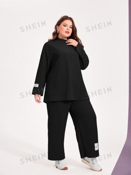 SHEIN CURVE KOMPLET DAMSKI SPODNIE PROSTE+BLUZKA CZARNE 2XL 719