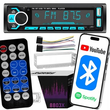 Radio Samochodowe Bluetooth 5.0 1-DIN USB Mik