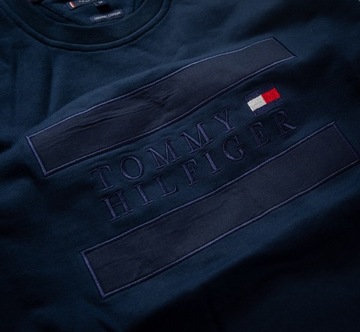 BLUZA TOMMY HILFIGER MĘSKA DUŻE LOGO KLASYCZNA GRANATOWA M