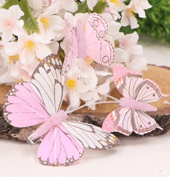 Розовые весенние бабочки, 10 штук на клипсе.