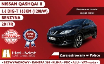 Nissan Qashqai II Crossover 1.6 DIG-T 163KM 2017 Nissan Qashqai 1.6 DIG-T Tekna 163KM Klima, Kamera 360, Bezywpadkowy, VAT-, zdjęcie 2