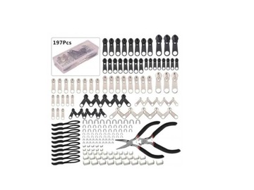 197pcs Zestaw do naprawy zamka błyskawicznego