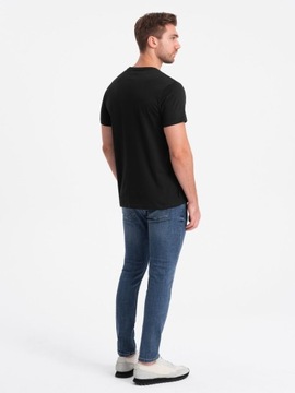Klasyczny T-shirt męski bawełniany BASIC czarny V1 OM-TSBS-0146 M