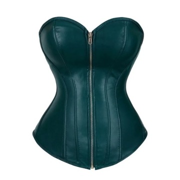 Gothic Faux Leather Overbust Corsets Top Waist Tra