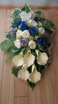 Stroik na cmentarz GRÓB kompozycja SERCE WIKLINOWE