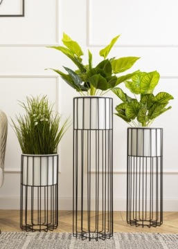 Подставка для цветочных горшков черно-белая 70 см