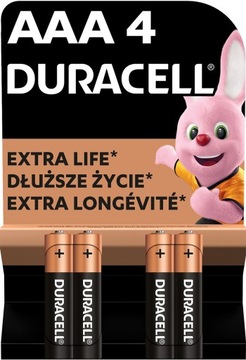 4x BATERIA BATERIE ALKALICZNA DURACELL LR03 AAA R3