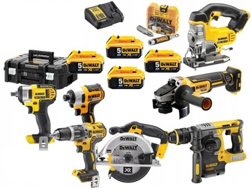 DEWALT ZESTAW NARZĘDZI AKUMULATOROWYCH 18V COMBO 7SZT 4X5AH LI-ION