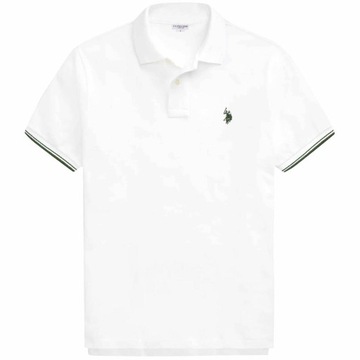 U.S. POLO ASSN. T-SHIRT POLÓWKA KOSZULKA BIAŁA