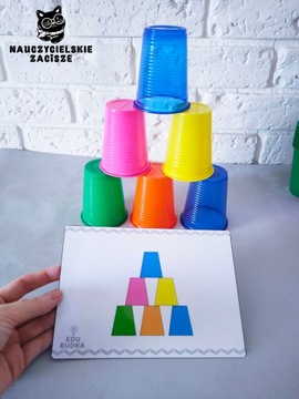CUP TOWERS Кодирование для дошкольников Набор из 20 карточек и 50 стаканчиков