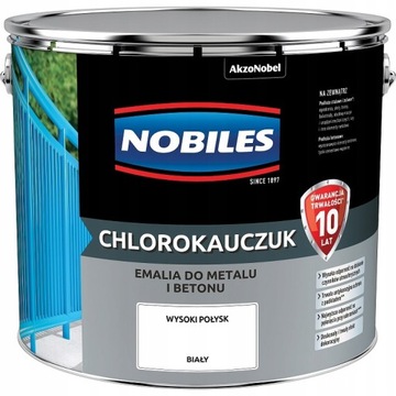 NOBILES ХЛОРРУБИННАЯ КРАСКА ДЛЯ МЕТАЛЛА И БЕТОНА, БЕЛАЯ ГЛЯНЦЕВАЯ 10л